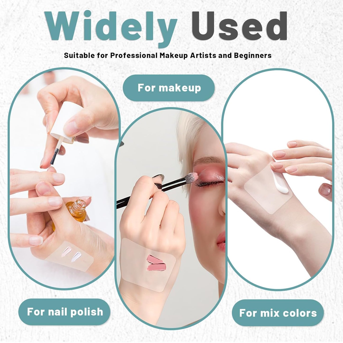 Makeup Mixing Palette Set Includes Make Up Spatula, 100 Pieces of Makeup Hand Palette Single Use Cosmetic Tape, Foundation Palettes with Finger Ring on The Back for Make Up Artist