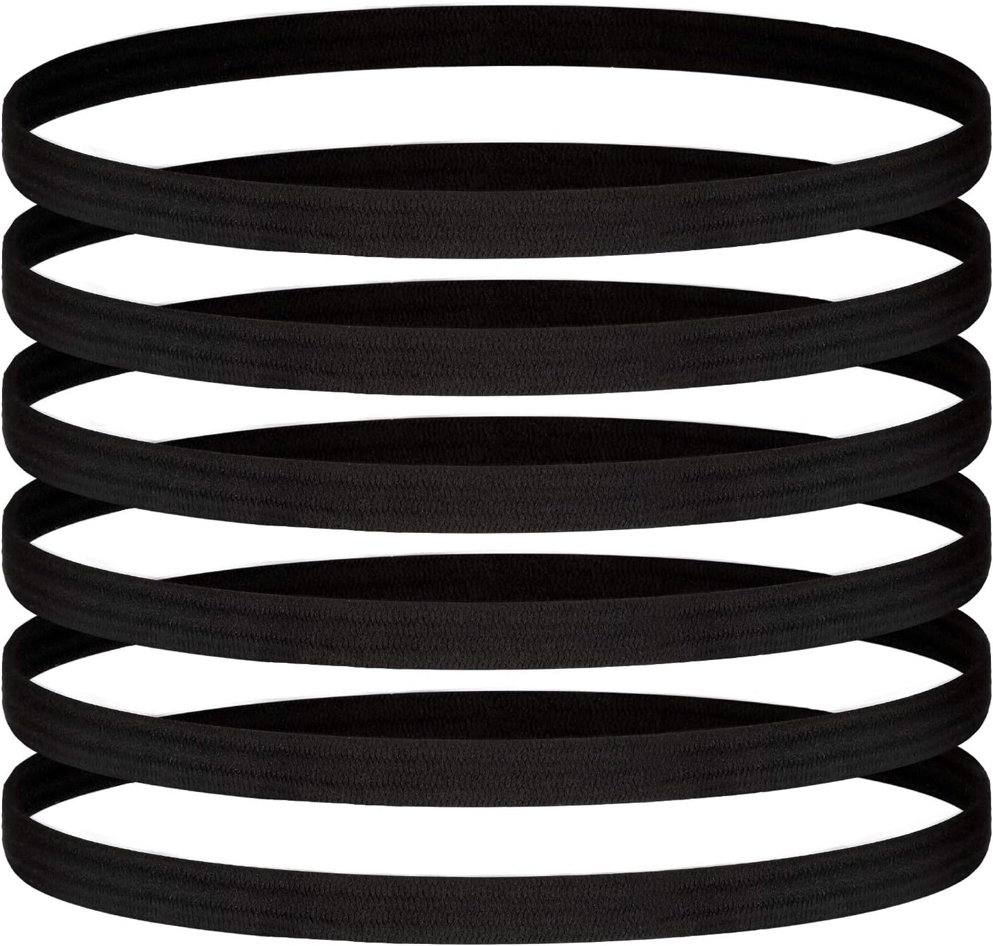 24 Pieces Thin Sports Elastic Headbands Black Skinny Athletic Exercise Hair Bands No Crease Soft Sweatband for Men Women Workout Running Football, Basketball, Soccer, Tennis, Yoga, Sports, Non Slip