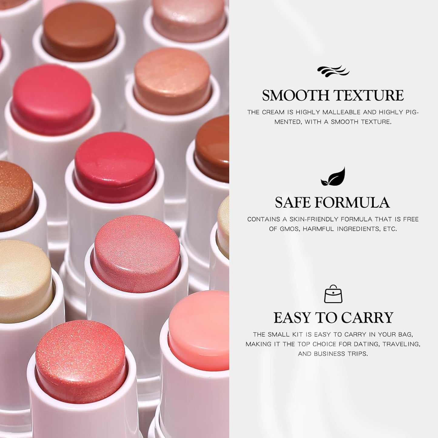 bayfree 3 PCS Makeup Cream Contour Stick Set, Highlighter Stick & Bronzer Stick & Blush Stick, Long Lasting, Natural Face Contour, Dewy & Matte Finish, Multi Stick Trio for All Skin