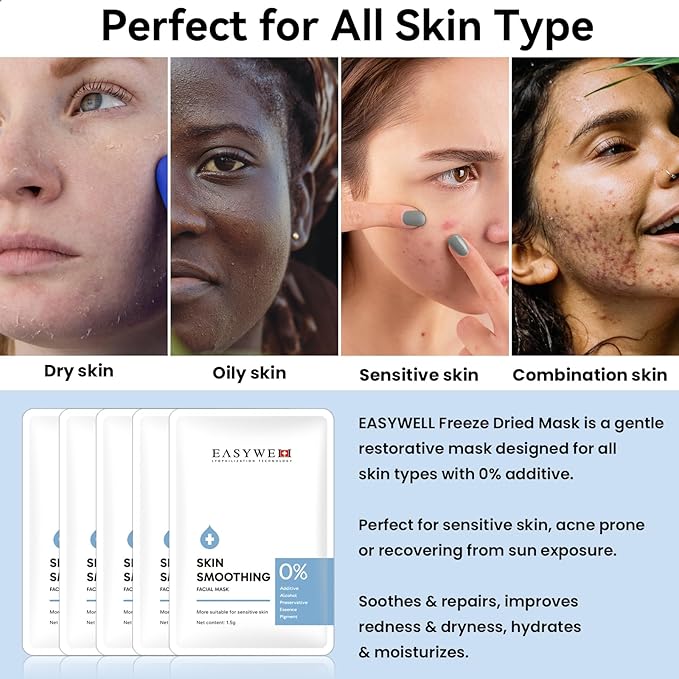 Freeze-Dried Sheet Masks, Collagen Essence Face Mask for Skincare & Beauty, Upgrade Hydrating & Brightening, 0% Additive, for All Skin Types, 5ea