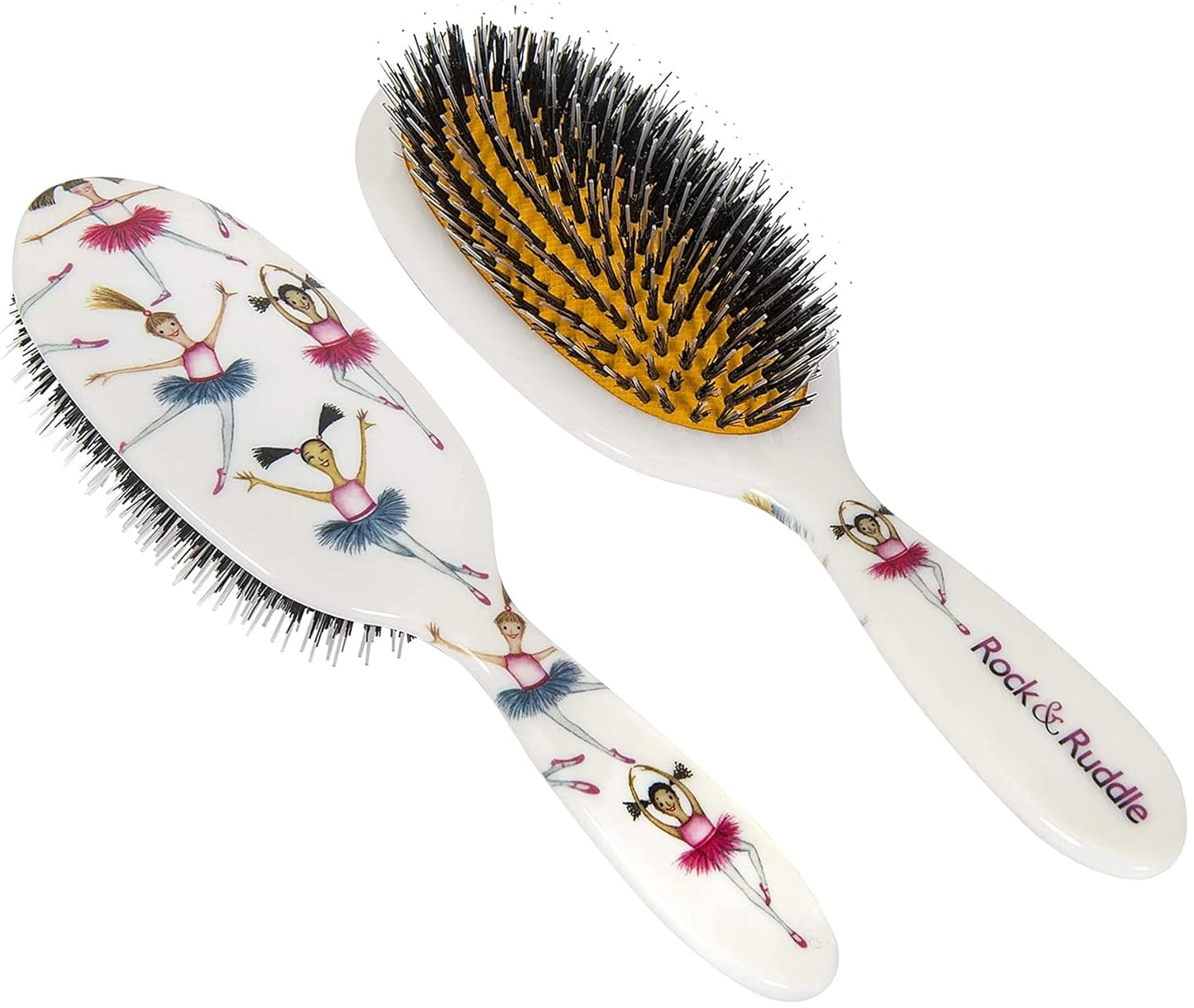 Rock & Ruddle Natural Mixed Bristle Hair Brush for Women & Kids. Perfect for Wet or Dry Hair Detangling, Smoothing and Blowdrying. Brings out a Healthy Shine. Ballet Dancers, Large (21 cm)