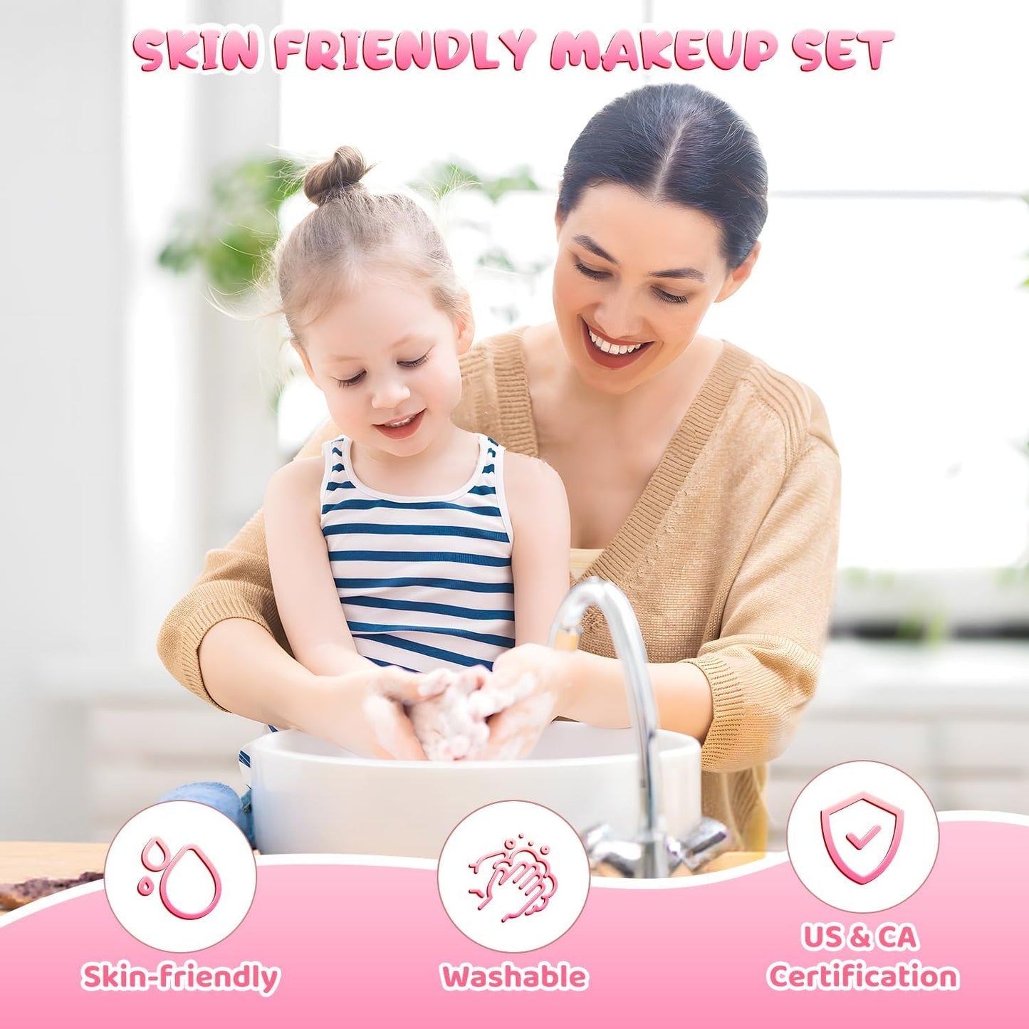 PERRYHOME Kids Makeup Kit for Girls, Kids Makeup Sets for Girls 5-8 Unicorn Washable Real Cosmetic Set Nail Polish Set, Toddler Birthday Gifts Princess Toys for 3 4 5 6 7 8 9 10 11 12 Year Old (Pink)