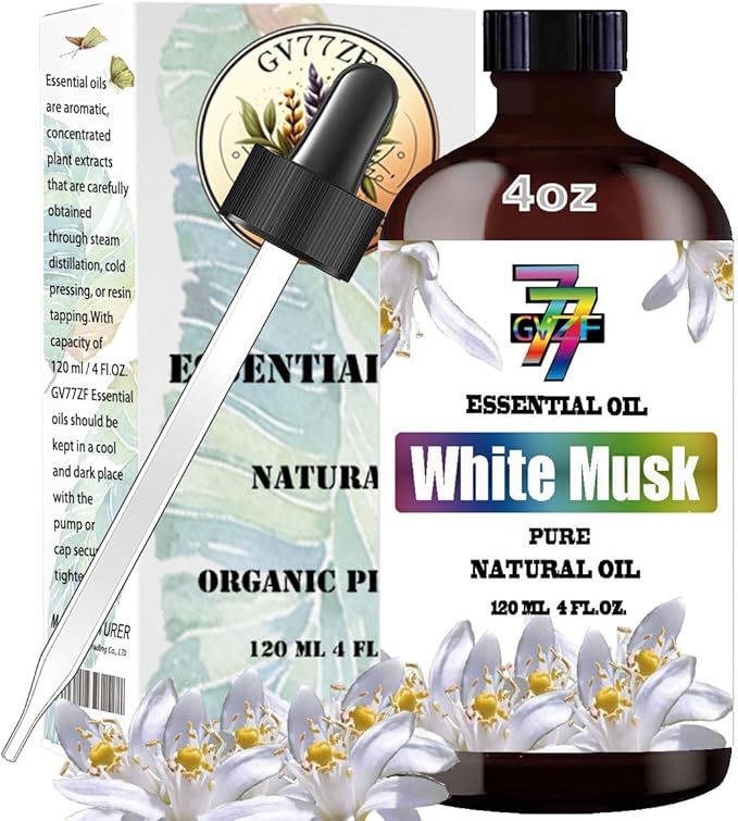 White Musk Essential Oil (4 oz/120 ml) - White Musk Oils Used in diffusers, humidifiers, Home Baths, Cleaning Products, Yoga, DIY Soaps and DIY Scented Candles