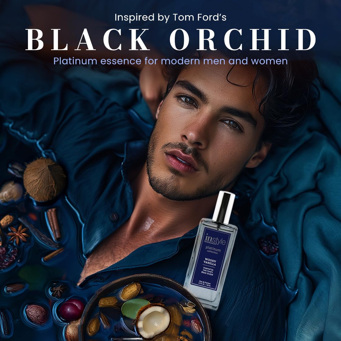 Instyle Fragrances, Platinum Collection, Woody Vanilla, Inspired by Tom Ford's Black Orchid, Unisex Eau de Parfum, CLEAN, Vegan, Paraben-Free, Never Tested on Animals, 3.4 Fluid Ounces