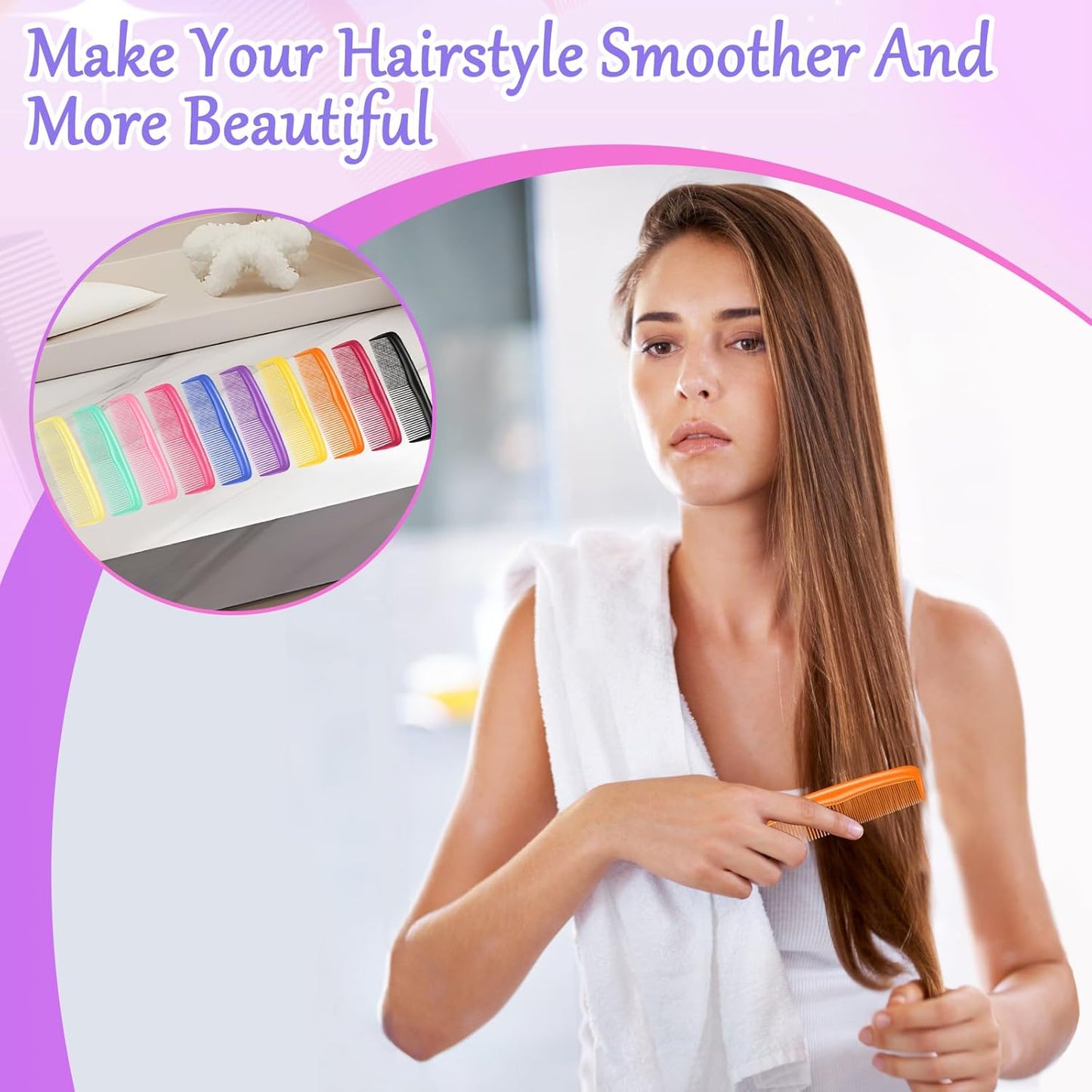 HOFASON 200 Pack Combs Bulk for Women Kids Homeless, Individually Wrapped Plastic Pocket Hair Combs Set Small Bulk Travel Combs for Styling, Homeless, Hotel, Shelter, Nursing Home, Charity, 10 Colors