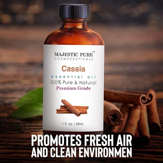 MAJESTIC PURE Cassia Essential Oil | 100% Pure and Natural Cassia Oil | Premium Grade Essential Oils for Hair Care, Home Diffusers, Skin, Aromatherapy, Massage and Humidifiers | 1 Fl Oz