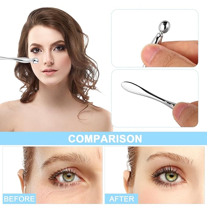 Reusable Eye Patch, Silicone Reusable Eye Gel Pads Eye Wrinkle Patches Under Eye Mask, Plump Fine Lines & Wrinkles with Metal Eye Cream Applicator & Tin Case (Blue)