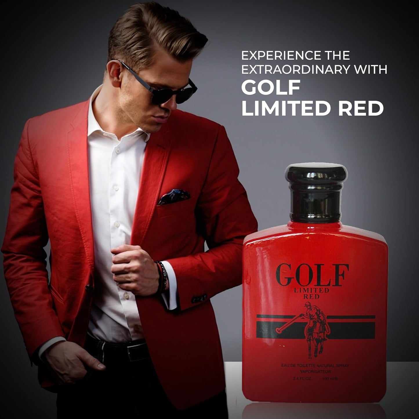 GOLF LIMITED RED Men's Perfume–Exclusive & Bold Fragrance with Citrusy Top Notes,Spicy Heart,and Rich Woody Base 100ML for Sophisticated Occasions