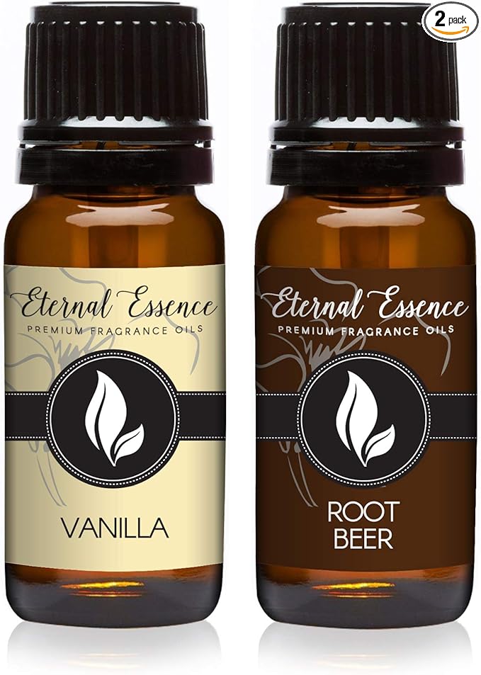 Eternal Essence Oils 2 Pack 10ml Premium Fragrance Oil - Vanilla & Root Beer - for Candle, Soap Making, Aromatherapy, Diffusers, Home Care, & Humidifiers