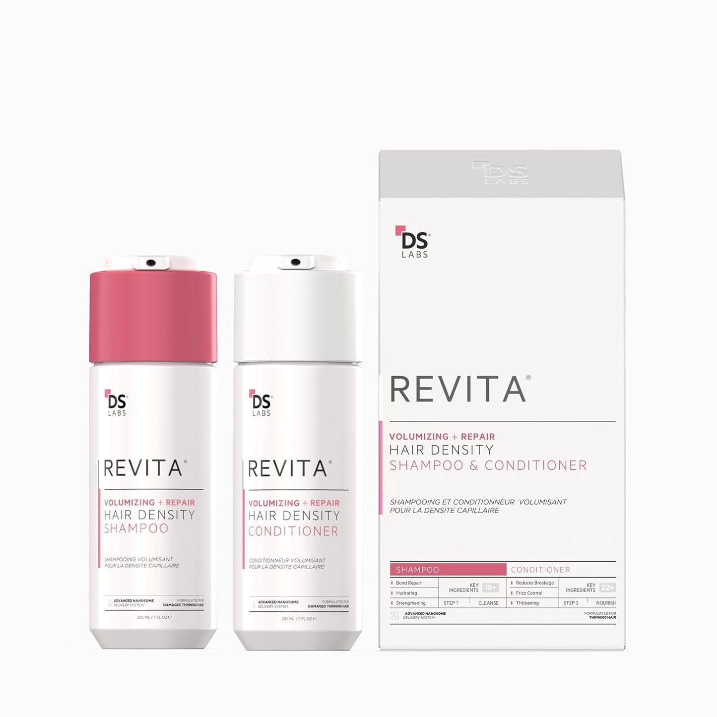 DS Labs Revita Volumizing Shampoo & Conditioner Set for Women – For Fine, Flat, Thinning Hair, Weightless Root Lift, Supports Hair Density, Sulfate-Free, Color-Safe (205 mL Each, 2 Count)