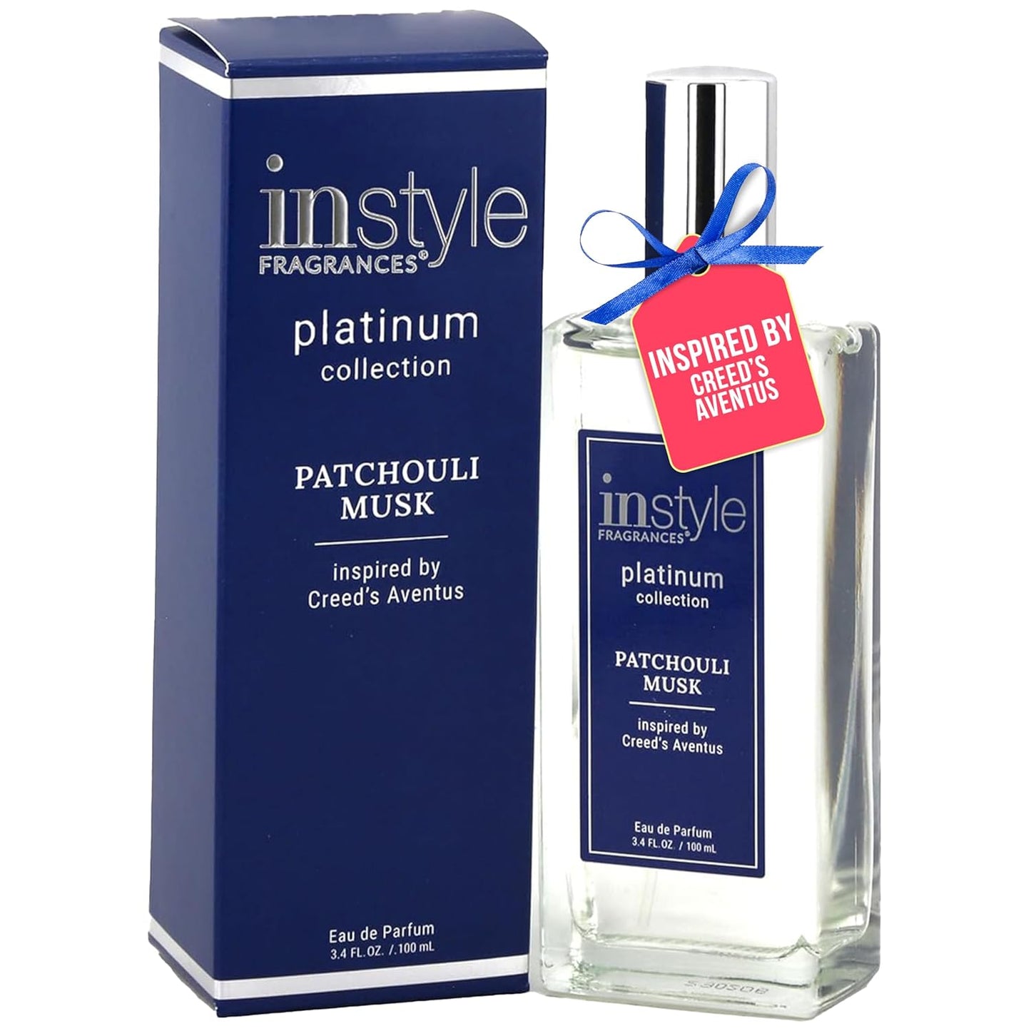 Instyle Fragrances, Platinum Collection, Patchouli Musk, Inspired by Creed's Aventus, Men’s Eau de Parfum, CLEAN, Vegan, Paraben-Free, Phthalate-Free, Never Tested on Animals, 3.4 Fluid Ounces
