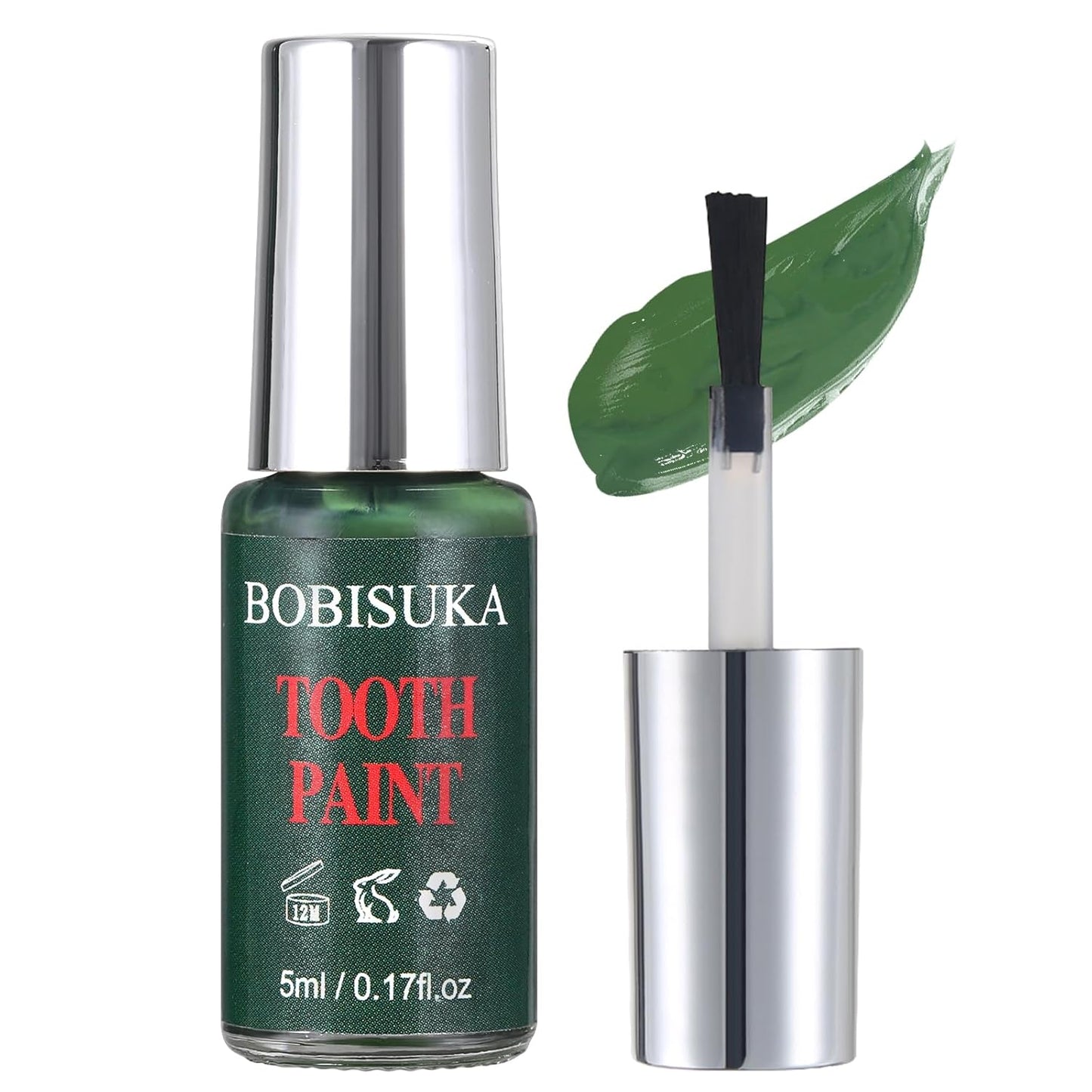 BOBISUKA Green Tooth Paint, Professional Green Teeth Makeup Solution - Safe, Quick Dry & Realistic, Perfect for Cosplay, Halloween Makeup, Theater, and Special Effects (5 ml)