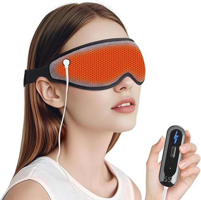 Heated Eye Mask Warm Eye Compress for Dry Eyes - Cordless Electric Heat Eye Mask with Temperature Timer Control Heating Pad for Dry Eye Relief, Stye, Blepharitis, Improve Sleep