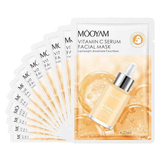Face Masks Skincare, 12 Pack Vitamin C Serum Sheet Masks - Hydrating & Smoothing, Moisturizing & Nourishing for All Skin Types