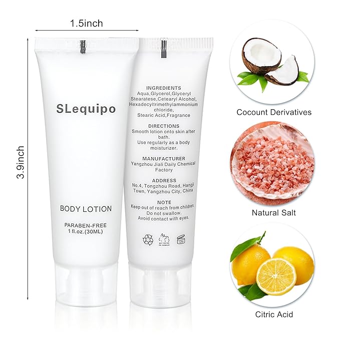 Travel Size Body Lotion Bulk (1 fl oz, 10 Pack), Refreshing Hotel Body Lotion, Mini and Small Size Body Lotion, Guest Hotel Toiletries in Bulk - Mini Body Lotion, Clear Container