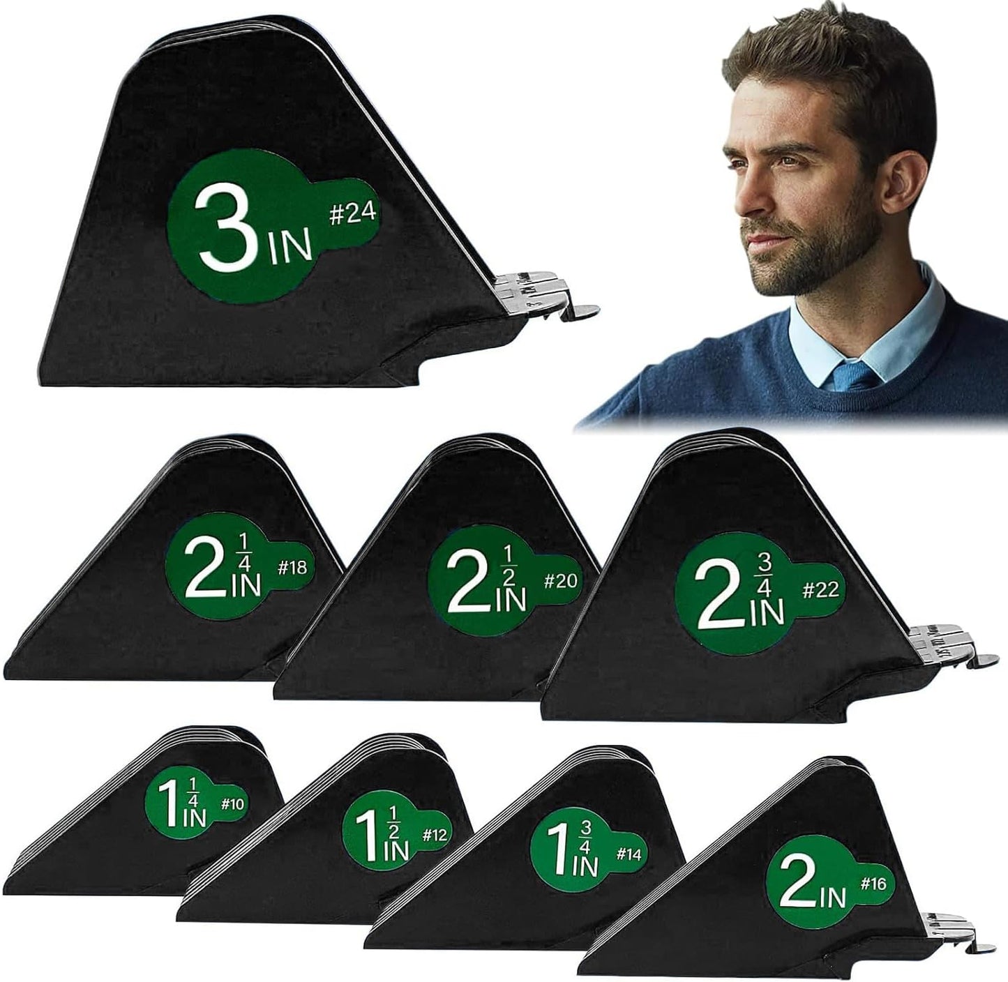 3 Inch Clipper Guards, Hair Clipper Guide Combs Premium for Wahl Clippers Mega Cutting Guides/Combs with 8 Cutting Lengths from 1.25-3 Inch (Black, 8pcs from 1.25-3 Inch)