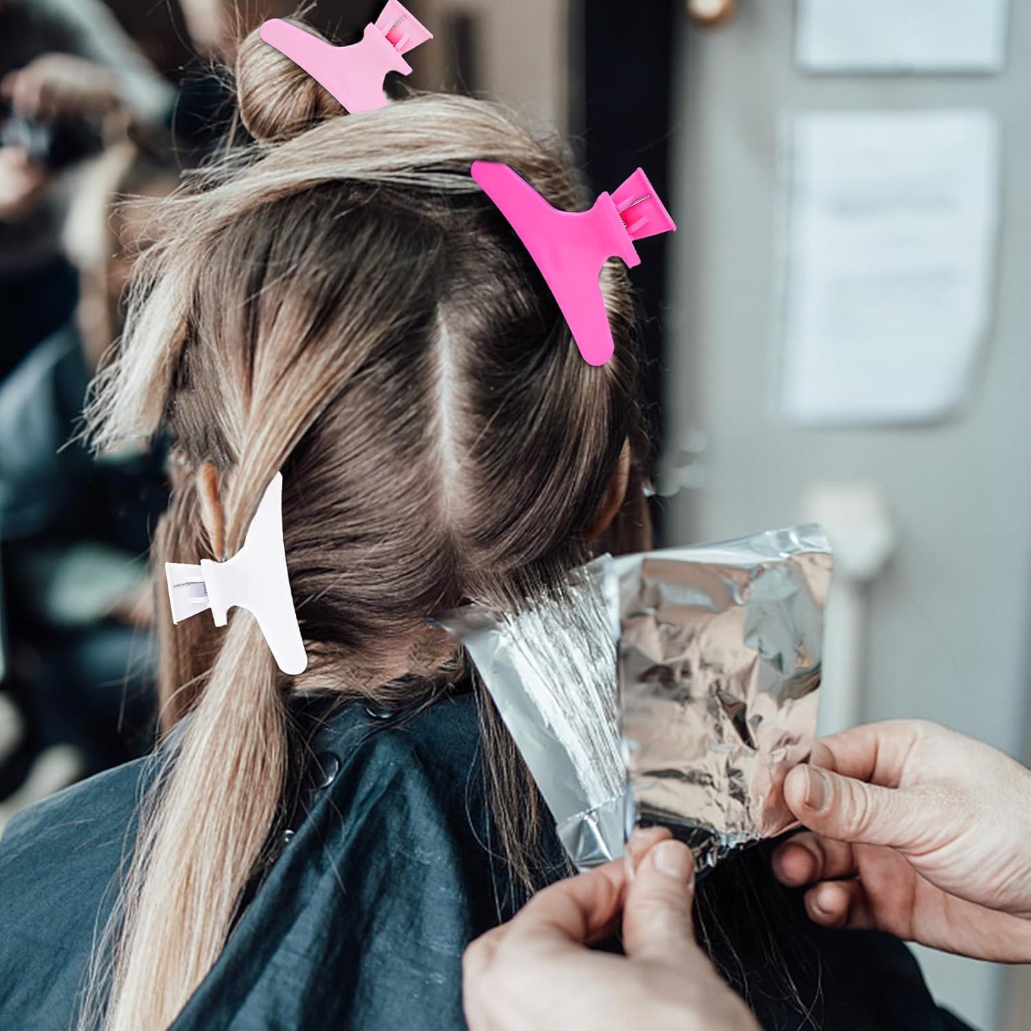 Hair Clips for Styling Sectioning 12 Pack Pink White Hot Pink Butterfly Clamps Hair Claw Clips Pro Salon Hair Clips for Styling, Sectioning, Cutting and Coloring