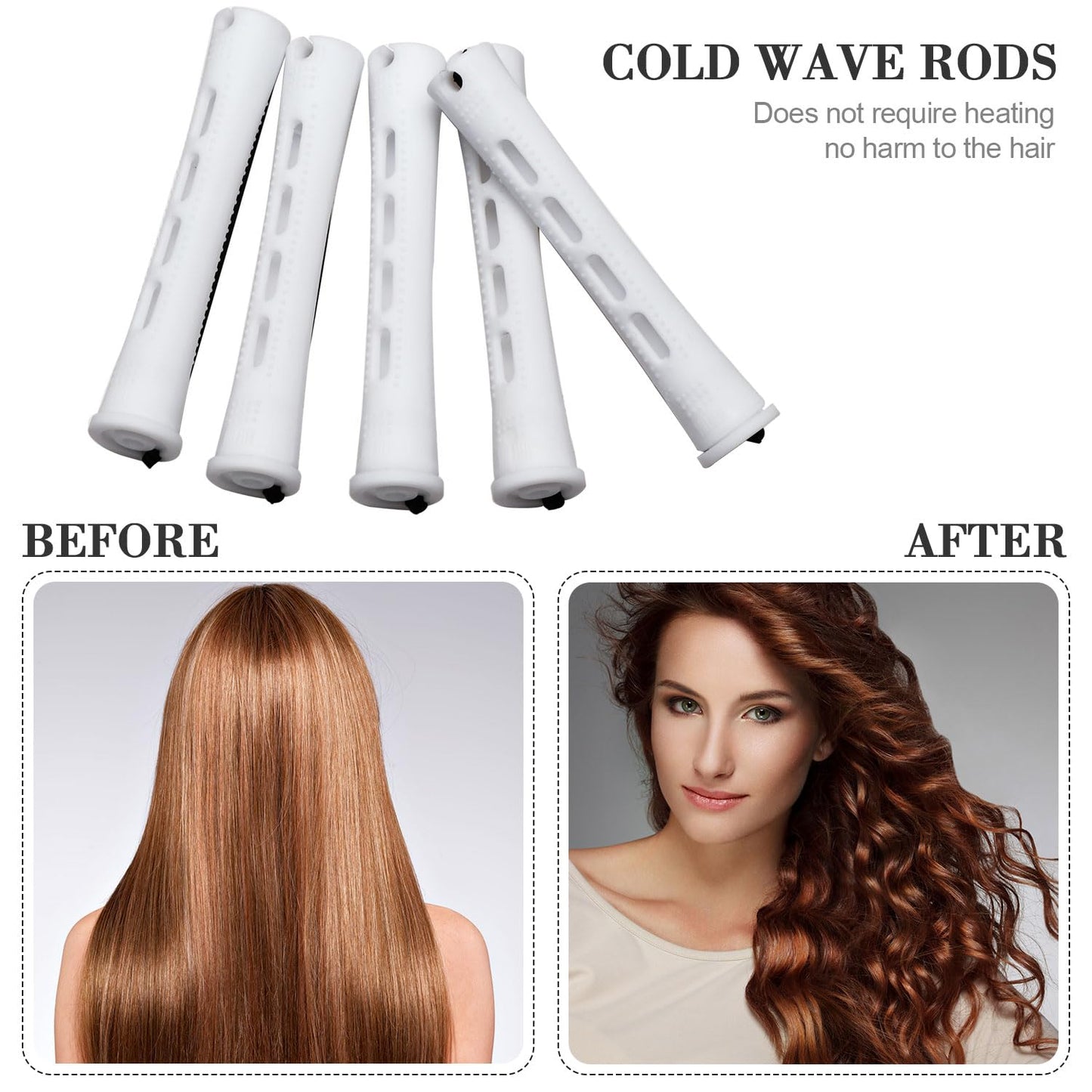24 Pieces Hair Perm Rods Plastic Cold Wave Perming Curlers Hair Rollers with Steel Pintail Comb Rat Tail Comb Tools for Hairdressing Styling(White,0.63 Inches)