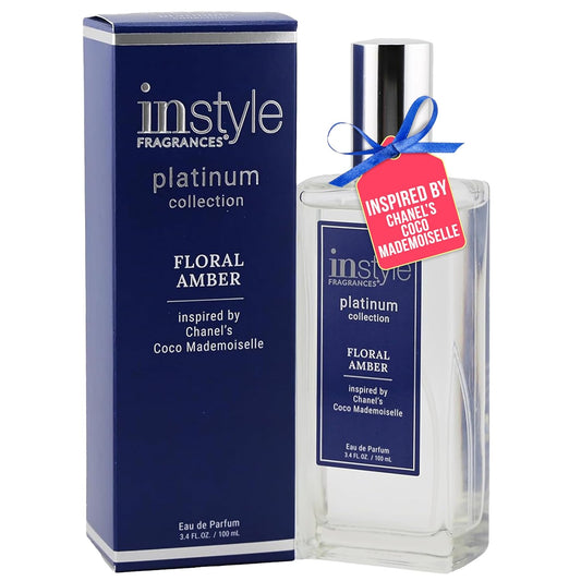 Instyle Fragrances, Platinum Collection, Floral Amber, Inspired by Chanel's Coco Mademoiselle, Women’s Eau de Parfum, CLEAN, Vegan, Paraben-Free, Never Tested on Animals, 3.4 Fluid Ounces