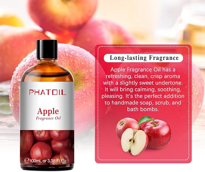 3.38FL.OZ Apple Fragrance Oils for Aromatherapy, Essential Oils for Diffusers for Home, Perfect for Diffuser, Yoga, Skin Care, DIY Candle and Soap Making - 100ml