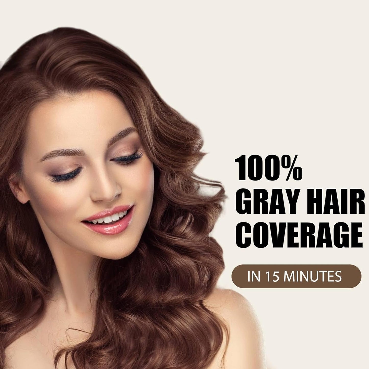 Brown Hair Dye Shampoo, 3 in 1 Instant Hair Color with 15 Min Gray Coverage, Natural Semi-Permanent Herbal Shampoo for Men & Women