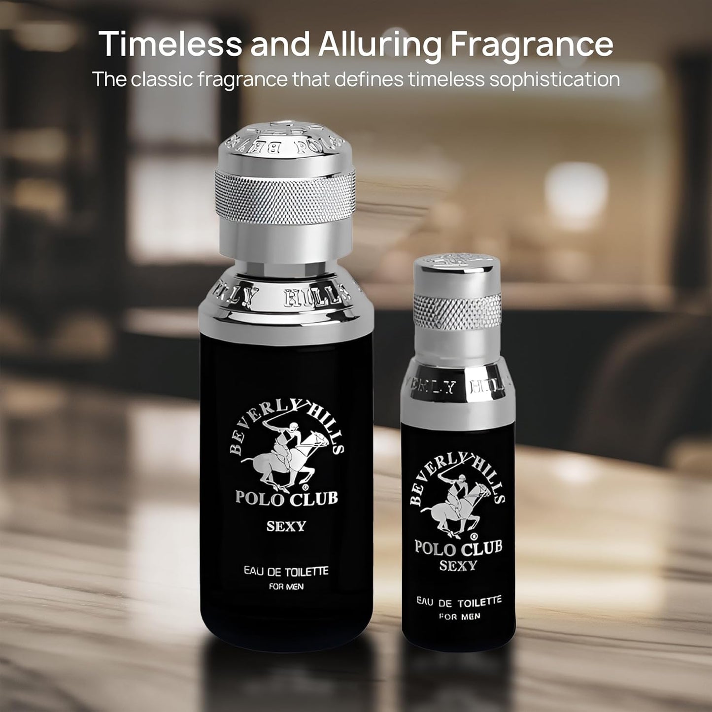 Beverly Hills Polo Club BHPC Men's Eau de Toilette Bonus Pack - Sexy Scent Cologne Gift Set (1.7 oz + 0.5 oz Travel Spray)