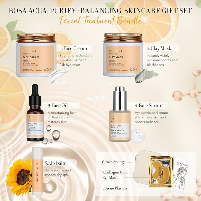 Skin Care Sets & Kits, Spa Gift Baskets for Women, Self Care Gifts for Women 28 Pcs, Enriched Hyaluronic Acid, Vitamin E, Collagen, Retinol