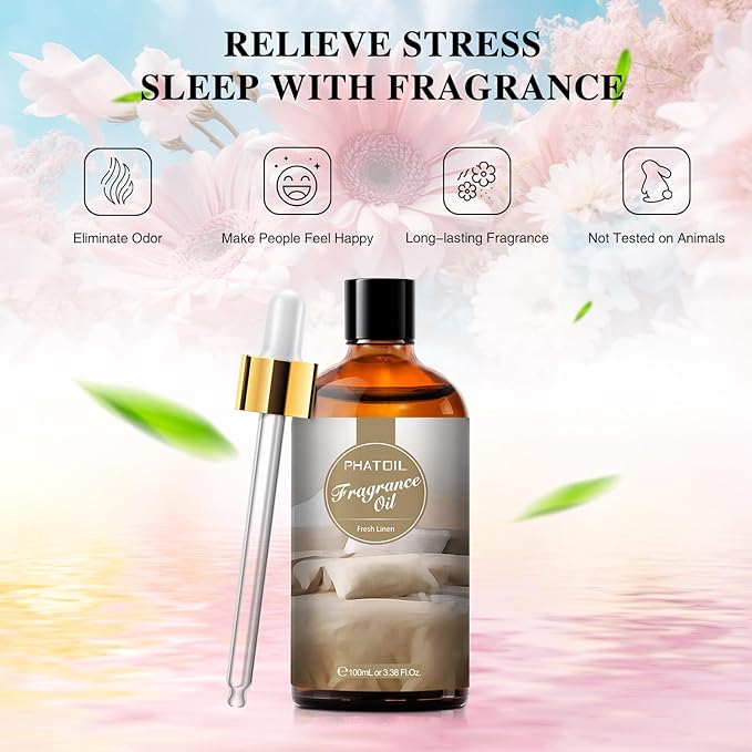 3.38FL.OZ Fresh Linen Fragrance Oils for Aromatherapy, Essential Oils for Diffusers for Home, Perfect for Diffuser, DIY Candle and Soap Making, DIY Scented Products - 100ml