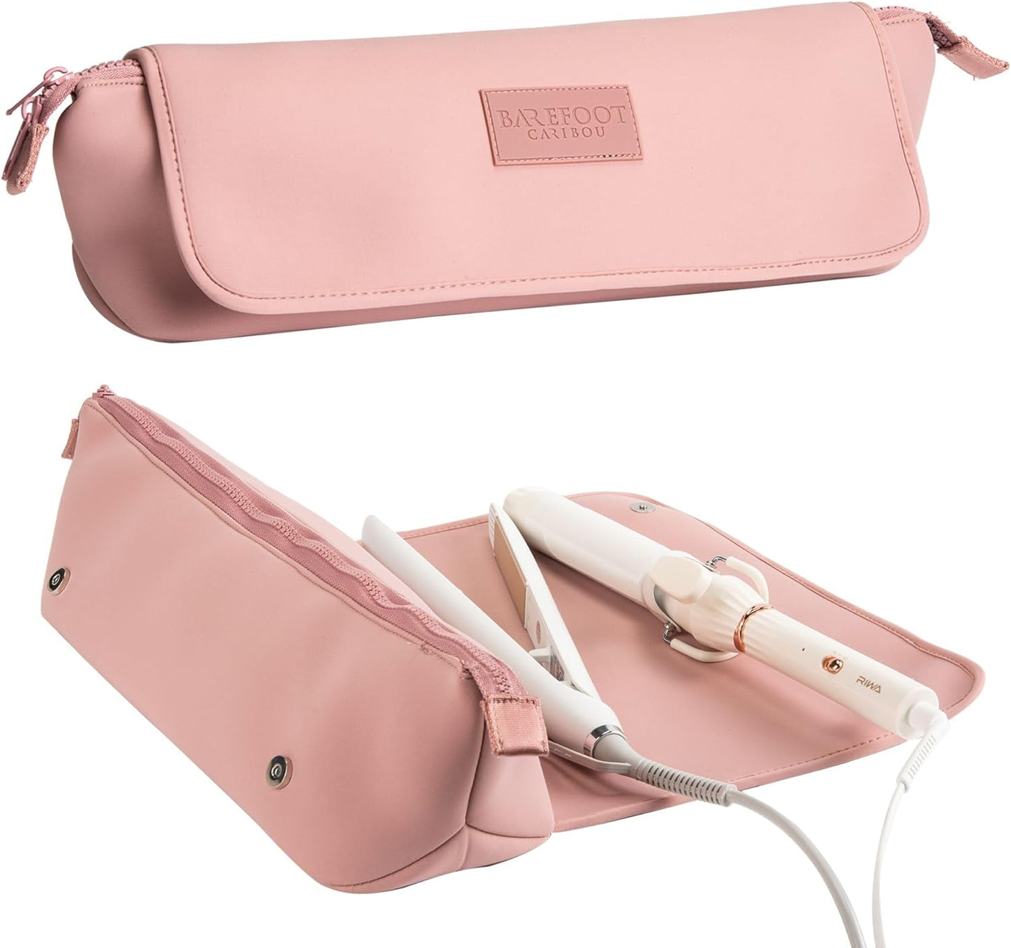 BAREFOOT CARIBOU Hair Tools Travel Bag and Heat Resistant Mat for Flat Irons, Straighteners, Curling Iron, and Haircare Accessories, 2-in-1 design, with Interior Pockets, Portable Organizer