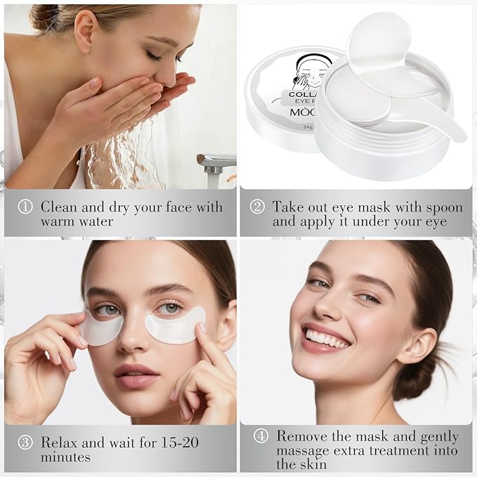 Under Eye Patch for Dark Circles and Puffy Eyes,Under Eye Masks Reduce Smooth Wrinkles and Under-eye Egg,Moisturizing Under Eye Pads For Women,Collagen Eye Mask Patch-60 Pcs