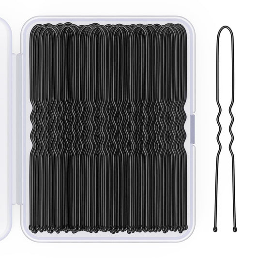 2.8 Inch U Shaped Hair Pins for Women Girls, Long Hair Pin Bobby Pin for Secure Bun Hairstyles, 100 Count (Black)