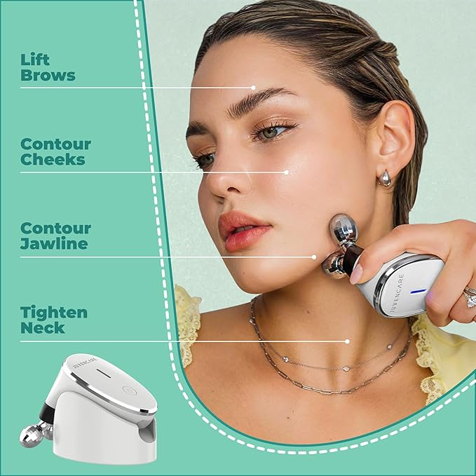 Microcurrent Facial Device - 6 in 1 Advanced Face Microcurrent Device - Rejuvenating Facial Microcurrent Device Anti-Aging Microcurrent Facial Devices Boost Skin Care Products Absorption (White Cream)