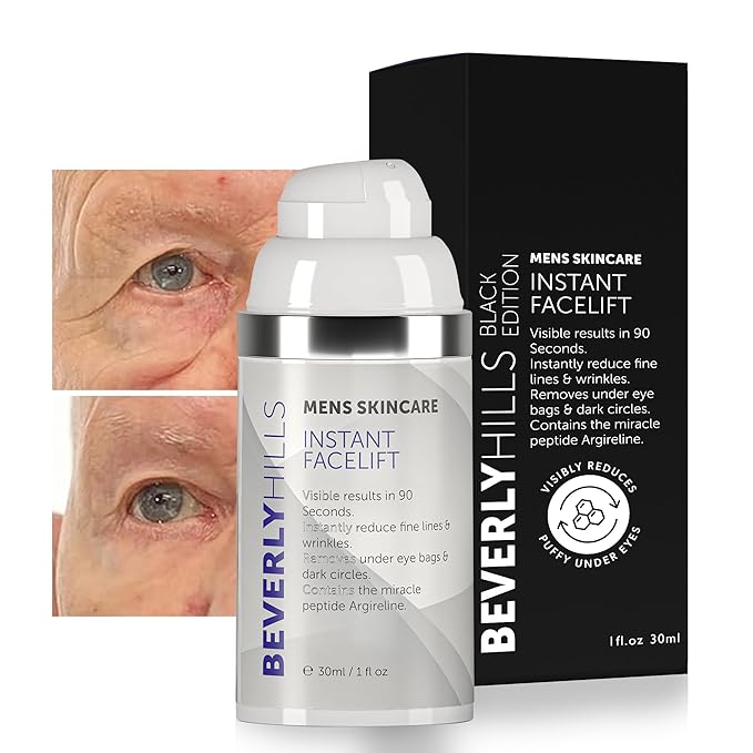 Beverly Hills V-lift Instant Eye Lift & Mens Instant Facelift Bundle with Discount - Eye Serum Treatment for Dark Circles, Wrinkles & Under Eye Bags for Women & Men, 30mL (120 Days Supply Each)