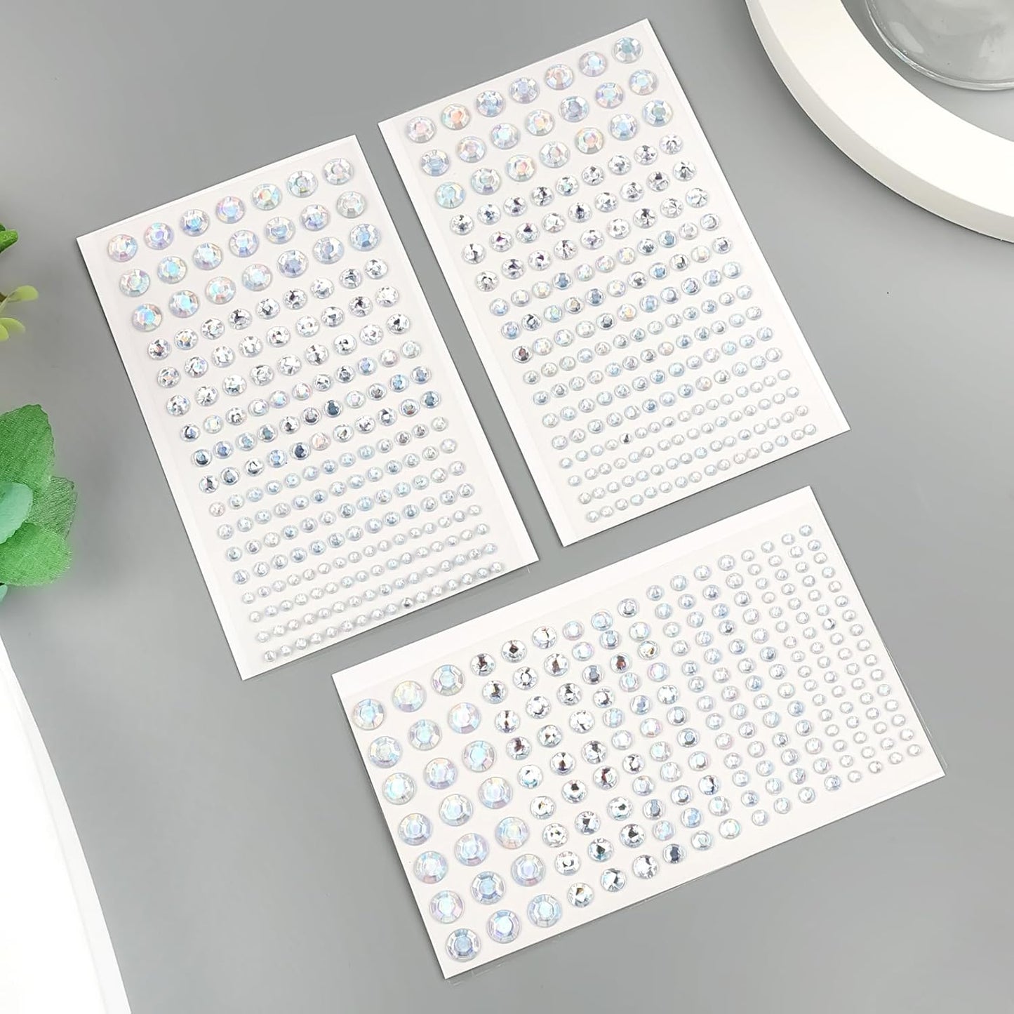 591pcs Face Gems Hair Gems Pearls, Self-Adhesive Face Jewels Eye Rhinestones 3/4/5/6/8 mm Face Gem Stick on, Halloween Makeup Gems Rave Accessories for Face Eyes Body Makeup (21.Laser Clear)