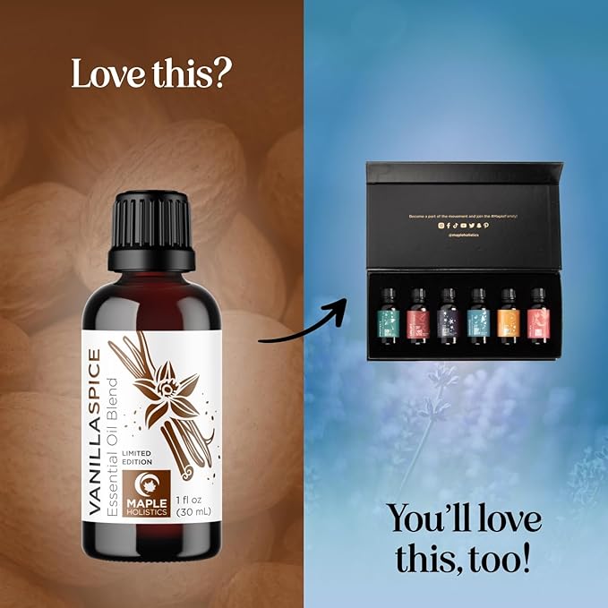 Vanilla Spice Essential Oil Blend for Diffusers, Baths, Candles, Soaps & DIYs - Made With 100% Pure Oils: Nutmeg, Cinnamon, Vanilla, Cardamom & Clove