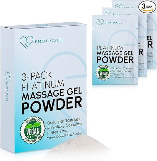 Premium Massage Gel Powder (Pack of 3) | 5g Travel Sachet Makes 500ml/ 16.9 fl oz | Made in Japan | Paraben & Glycerine Free