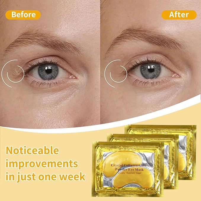 30 Pairs Under Eye Patches,Gold Under Eye Mask,Eye Masks Skincare Enriched with Collagen,Eye Patches for Puffy Eyes and Dark Circles,Undereye Bags,Reduce Wrinkles,Anti-Aging