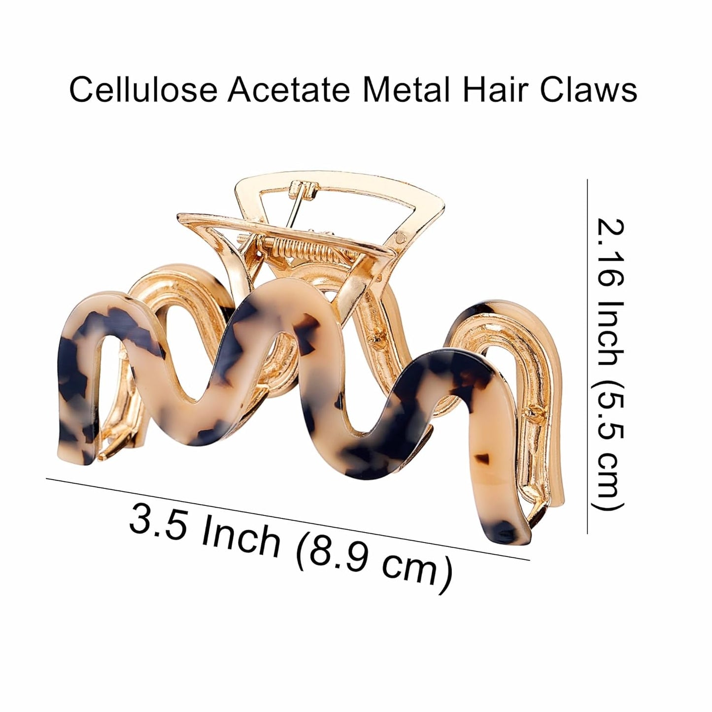 Metal Hair Claws, Leopard Print Hair Clips for Thick Thin Hair Tortoise Shell Cellulose Acetate Non-Slip Hair Catch Barrette Jaw Clamp for Long Hair Fashion Hair Styling Accessories