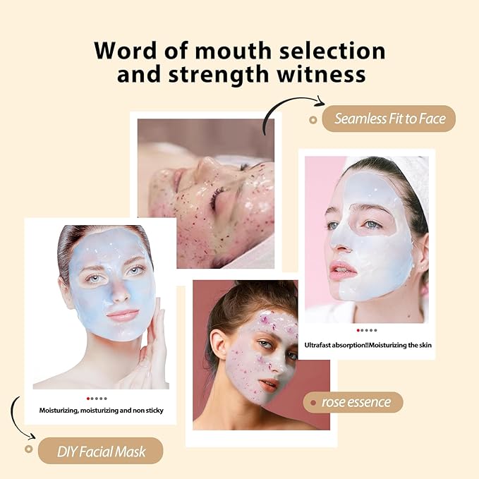 Jelly Mask Hydrating Deep Cleaning Detoxing Healing and Relaxing Premium Modeling Rubber For Facials Professional Set - 2 Treatments (24K Gold,Barbados aloe)