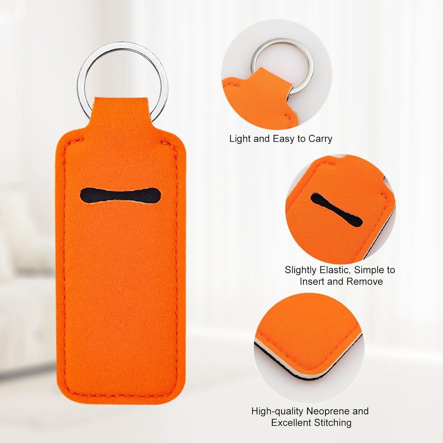 Krijues 10/20/40 Pcs Chapstick Holder Key Chain Lipstick Holder with Keychains (10 Colors)