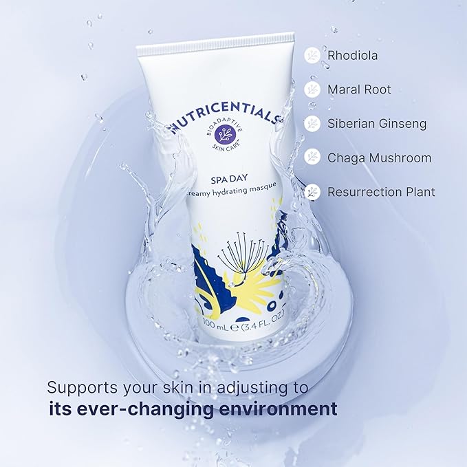 Nutricentials Spa Day Creamy Hydrating Masque 3.4 Fl. Oz - Soothe, Moisturize, and Improve Skin Tone with Cactus and Pine Cone Extracts - Nourishing Formula for Radiant and Healthy-Glowing Complexion