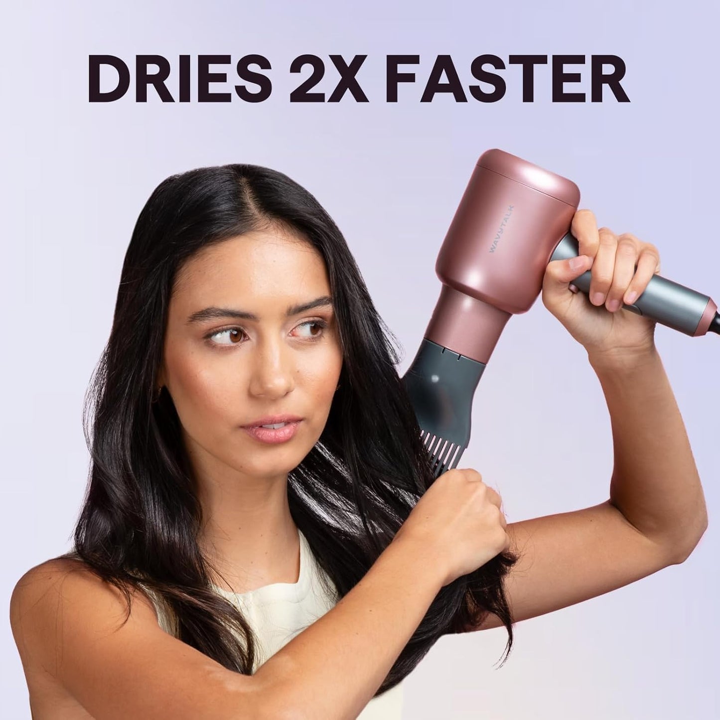 Wavytalk Hair Dryer, Blown Away Ionic Hair Dryer for Curly Hair with Diffuser, 1875W Fast Drying Blow Dryer with Ceramic Technology, 3 Attachments for All Hair Types, Light and Quiet, Rose Gold