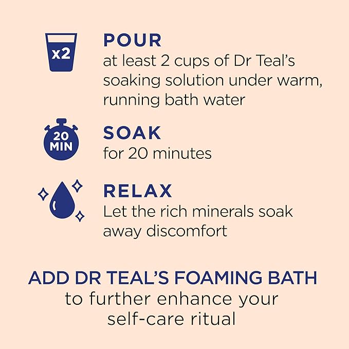 Dr Teal's Salt Soak with Pure Epsom Salt, Glow & Radiance with Vitamin C & Citrus Essential Oils, 3 lbs (Pack of 2)