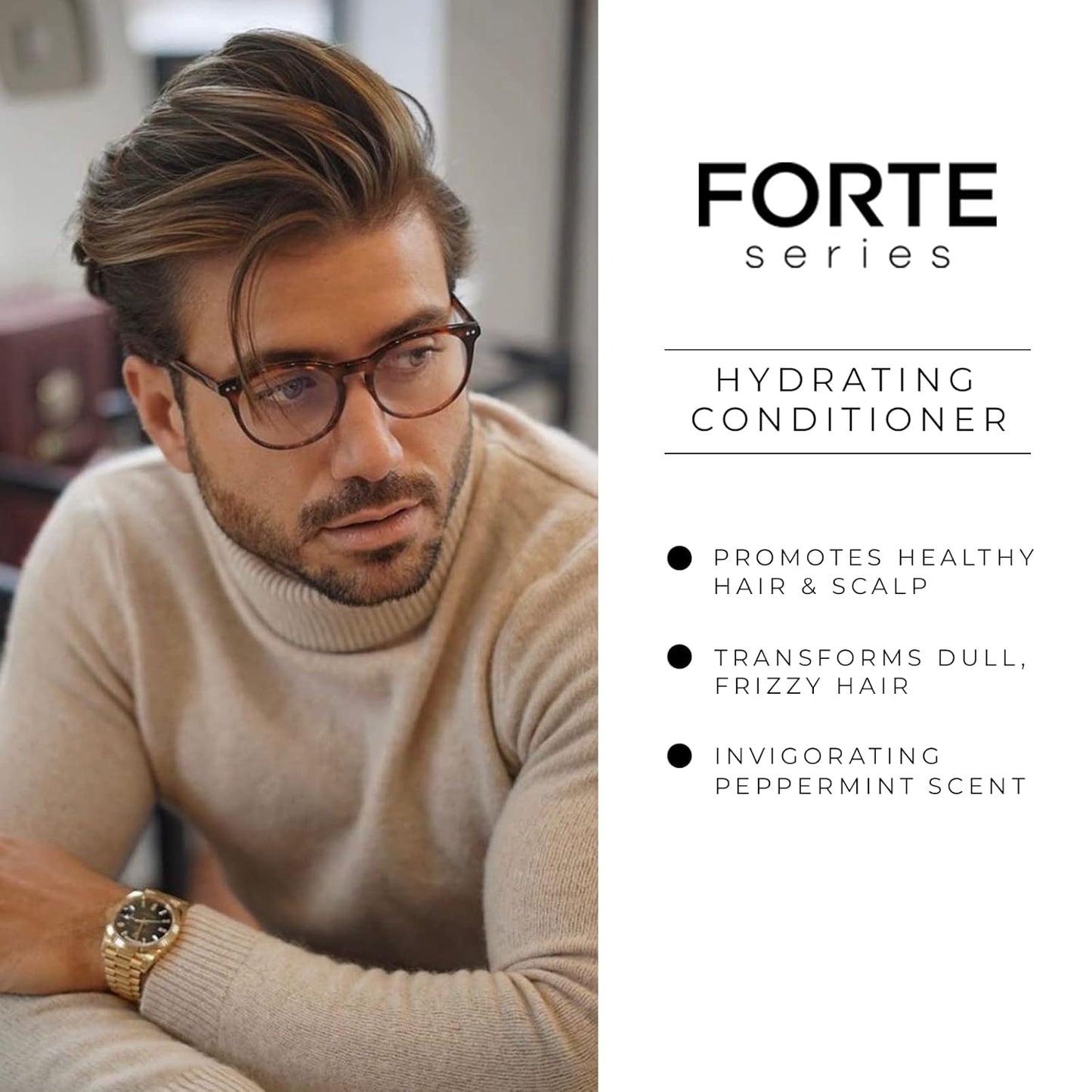 Alex Costa Hydrating Hair Conditioner for Men by Forte Series Deep Treatment for Damaged Hair Nourishing for Dry Hair Sulfate & Paraben for Frizzy Hair, (8 oz)