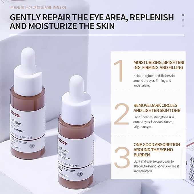 DEleventh Korean Brand Caffeine Vitamin E Eye Serum 30ml / Anti-Aging Repair Eye, Anti-Oxidation, Fade Fine Lines, Tender Skin, Remove Acne, Moisturize and Remove Dark Circles Under the Eyes