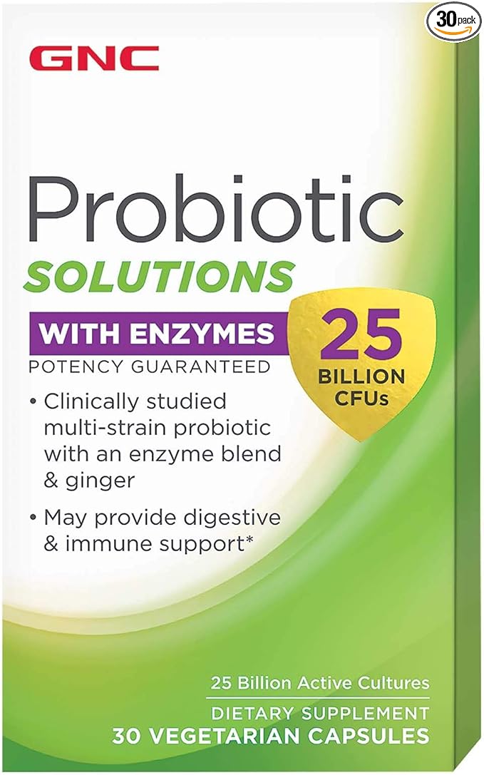 GNC Probiotic Solutions with Enzymes 25 Billion 30 Capsules