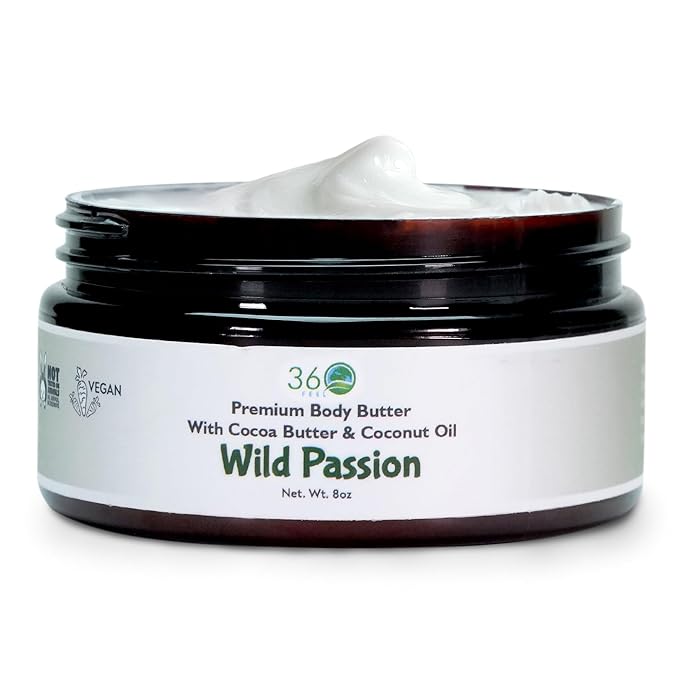 360Feel Wild Passion Body Butter - Nourishing and Hydrating Shea Body Butter with a Gentle Formula - Handmade with Essential Oils - Creamy Formula for Daily Use - Zero Harsh Additives - 8 Ounce