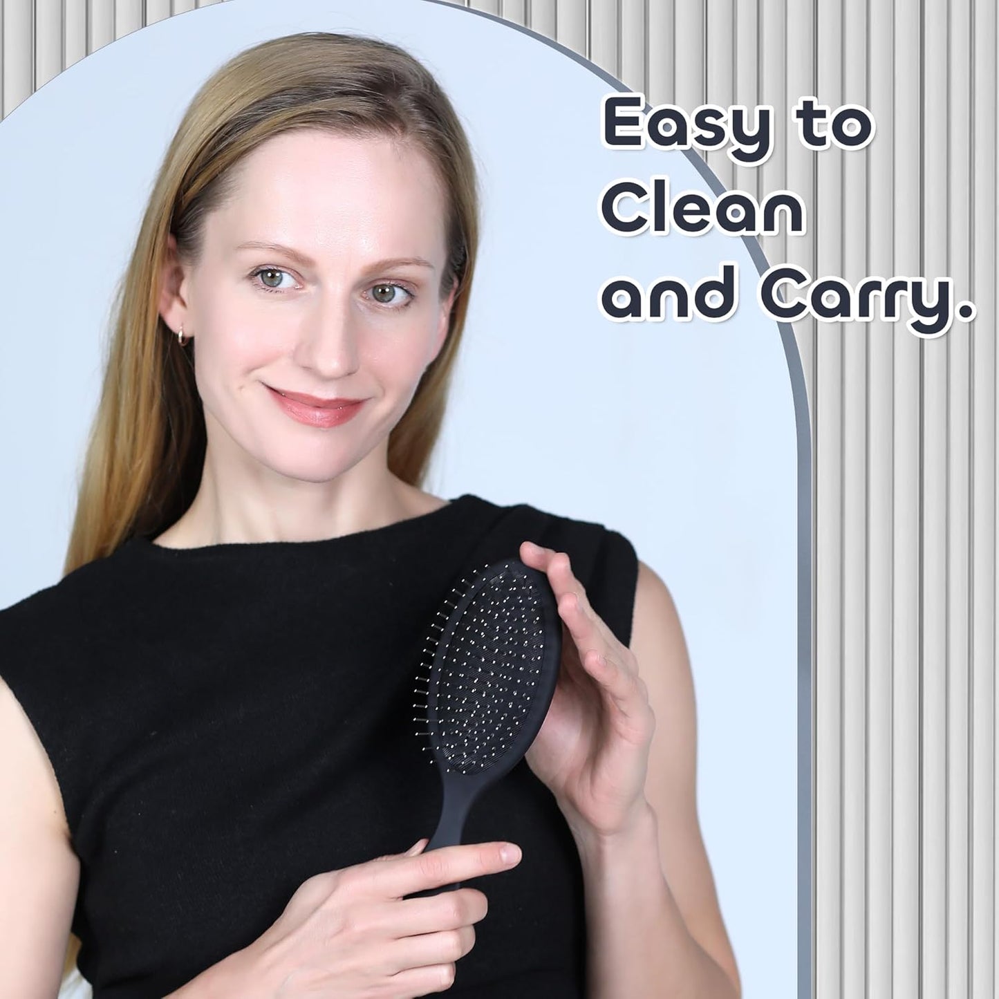 WeiLa Anti-Static Hair Brush Oval, Stainless-Steel Bristles Detangler for Wigs & Hair, ABS Handle (Tektite Black + Blue, Couple)