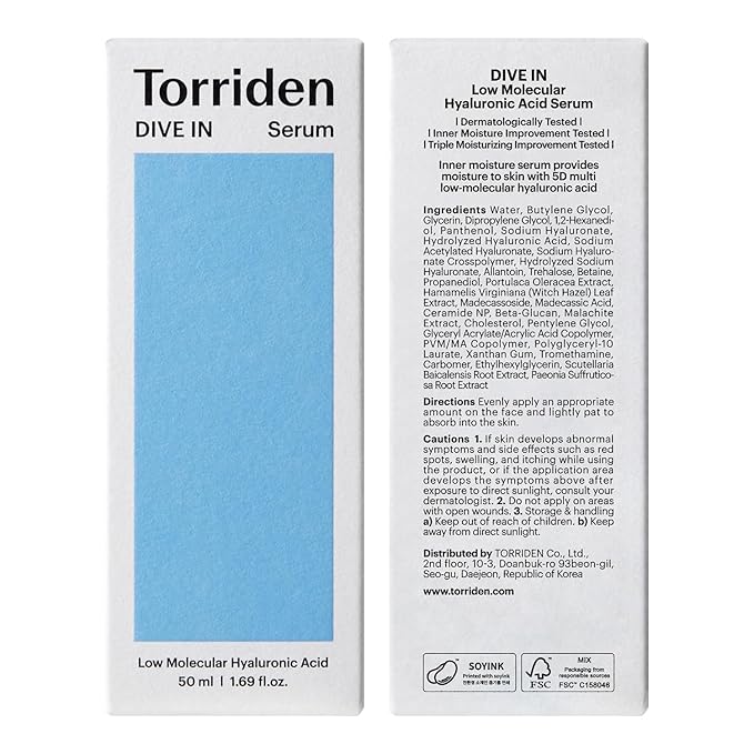 Torriden DIVE IN Hyaluronic Acid Serum 50ml (1.69 fl.oz.) | Deep Hydration to Get Glow Skin | Hyaluronic Acid, Panthenol, Allantoin | Korean Facial Serum