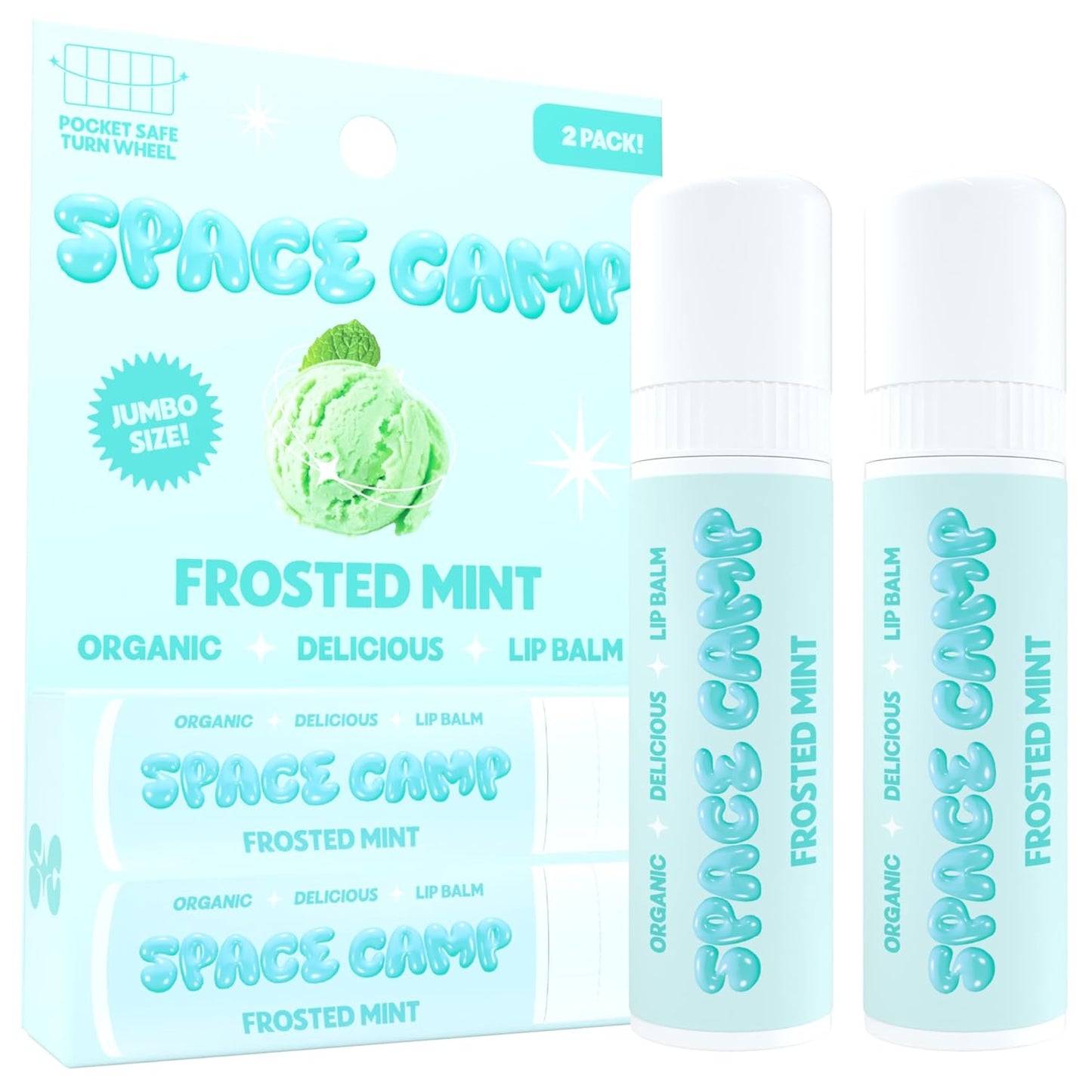 Wellness Jumbo Lip Balm - Frosted Mint Organic Flavored Balm (2 Pack)